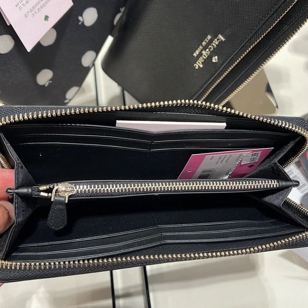 Kate Spade Spencer Metallic Dot Slim Continental Wallet in Black Multi k4546